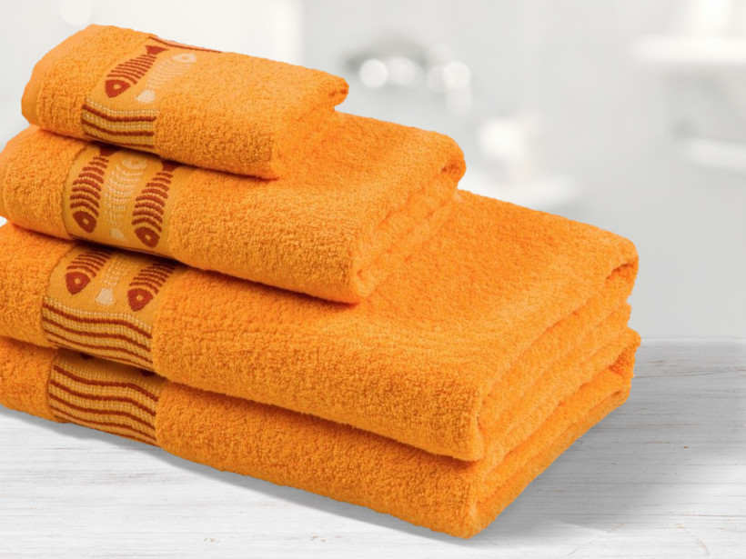 Froté ručník / osuška Rybičky - oranžový
