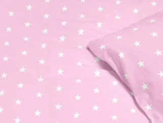 Dětské bavlněné povlečení - bílé hvězdičky na růžovém