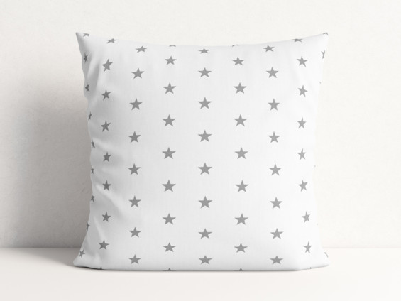 Vánoční bavlněný povlak na polštář - šedé hvězdičky na bílém