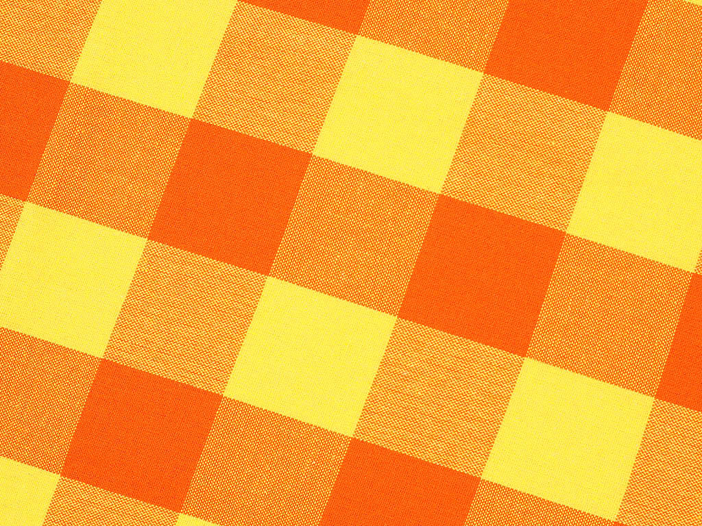 Bavlněná látka - velké oranžovo-žluté kostky