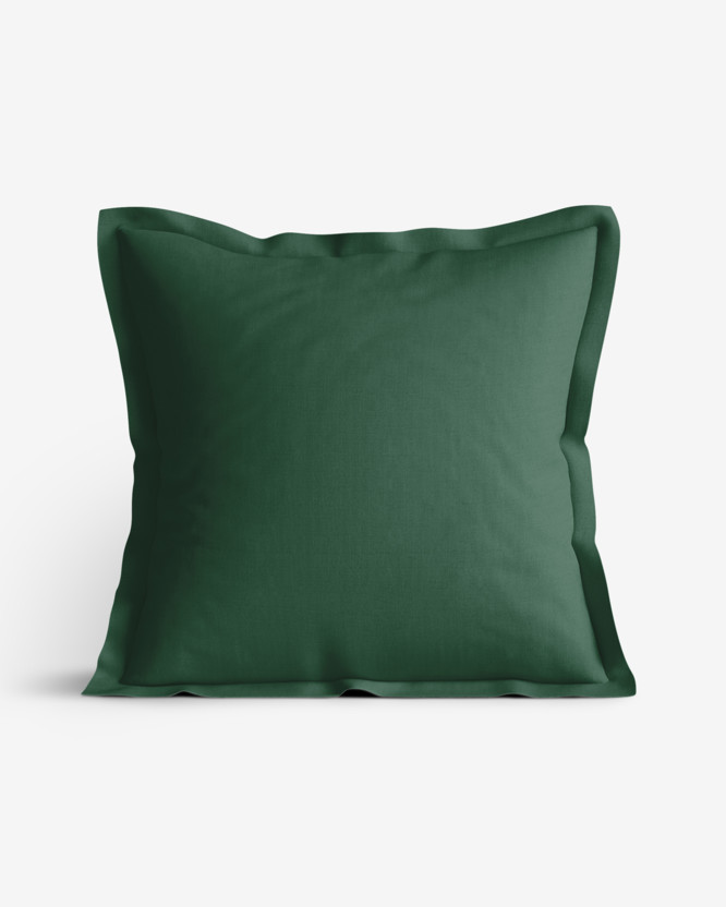 Bavlněný povlak na polštář s ozdobným lemem - tmavě zelený