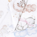 Bavlněné plátno SIMONA - spící zvířátka v oblacích - metráž š. 160cm