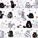 Bavlněné plátno Simona - komické kočky na bílém - metráž š. 160 cm
