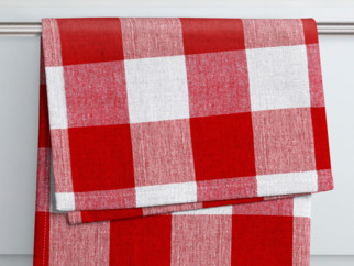 Kuchyňská bavlněná utěrka KANAFAS - vzor 075 velké červeno-bílé kostky