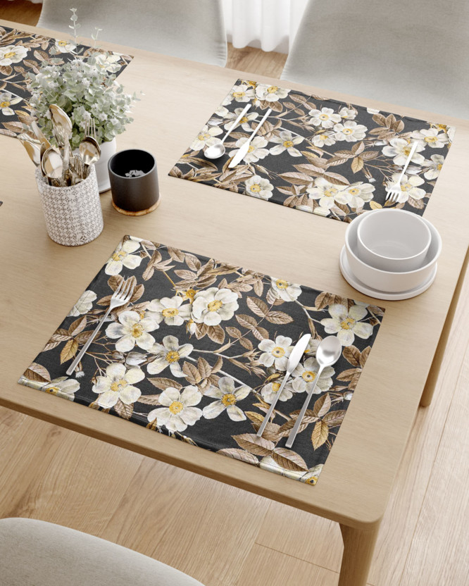 Prostírání na stůl Loneta - květy na černém - sada 2ks