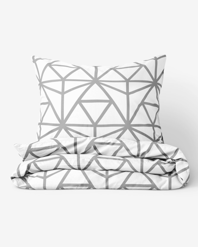 Bavlněné ložní povlečení - šedé geometrické tvary na bílém