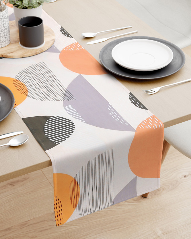 Běhoun na stůl 100% bavlněné plátno - barevné abstraktní tvary