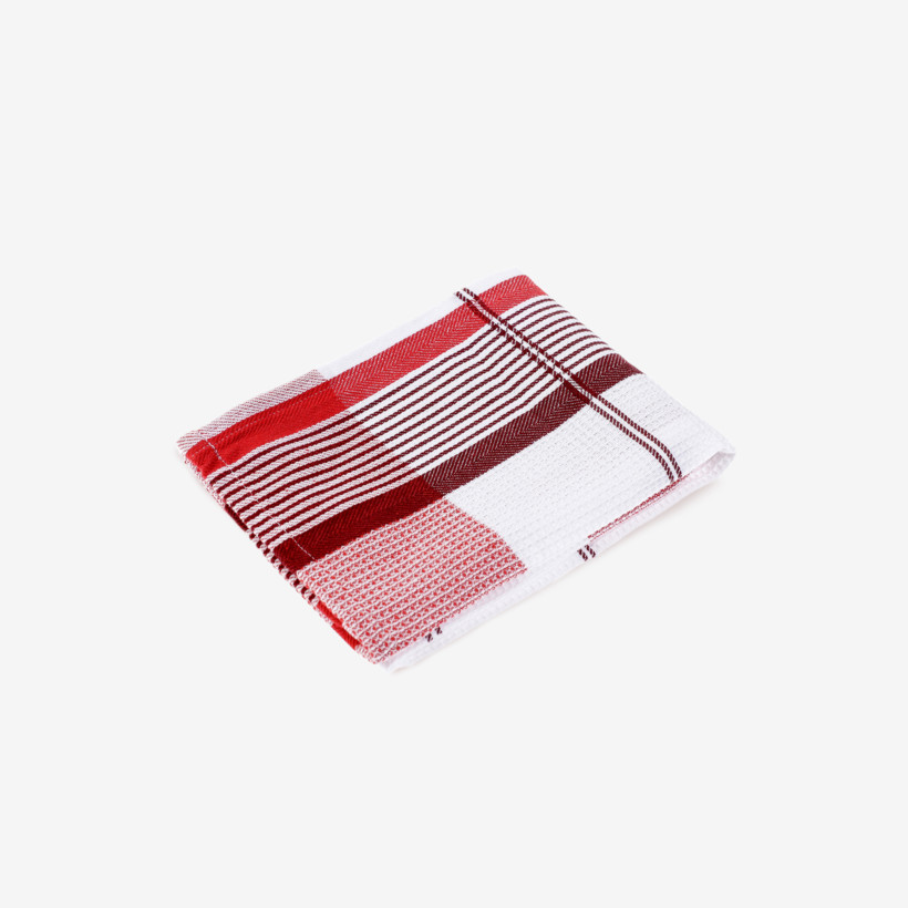 Kuchyňská vaflová utěrka - červené proužky na bílém
