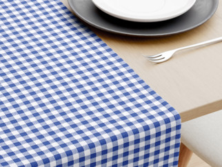 Běhoun na stůl 100% bavlněné plátno - modré a bílé kostičky