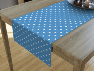 Dekorační běhoun na stůl LONETA - vzor bílé puntíky na modrém
