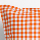 Dekorační povlak na polštář s ozdobným lemem Menorca - oranžové a bílé kostičky