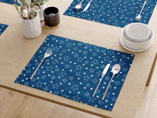 Bavlněné prostírání na stůl - vzor bílé hvězdičky na modrém - sada 2ks