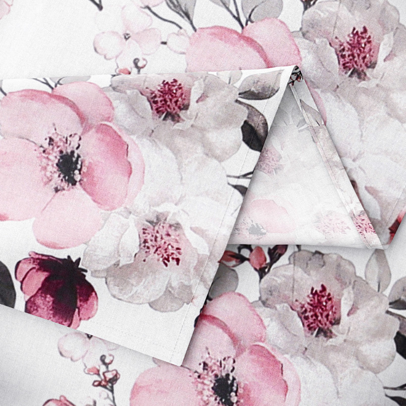 Hranatý ubrus 100% bavlněné plátno - květy sakury