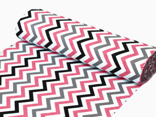 Bavlněné plátno SIMONA - vzor 902 růžové a šedé cik-cak proužky - metráž š. 160cm