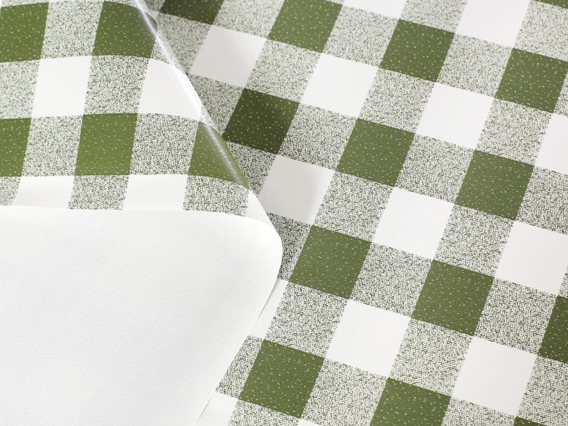 PVC ubrusovina s textilním podkladem - zelené káro