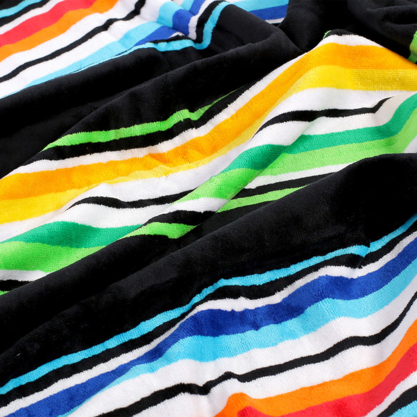 Velká froté plážová osuška - barevné proužky 100x180 cm - černá