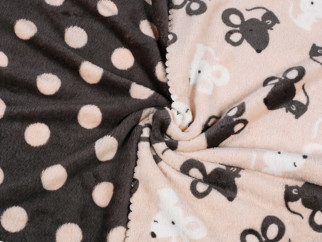 Kvalitní dětská deka z mikrovlákna - vzor myšky a puntíky na pudrovém