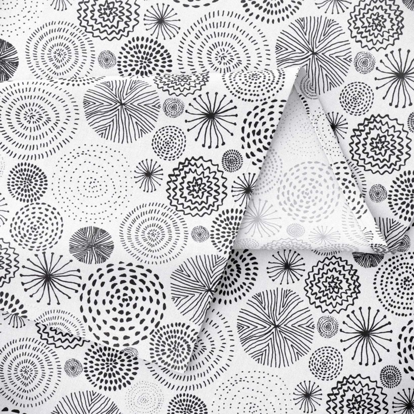 Hranatý ubrus 100% bavlněné plátno - abstraktní kruhy