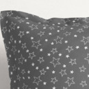 Bavlněný povlak na polštář s ozdobným lemem - bílé hvězdičky na šedém
