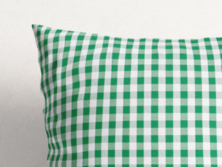 Bavlněný povlak na polštář - vzor zelené a bílé kostičky