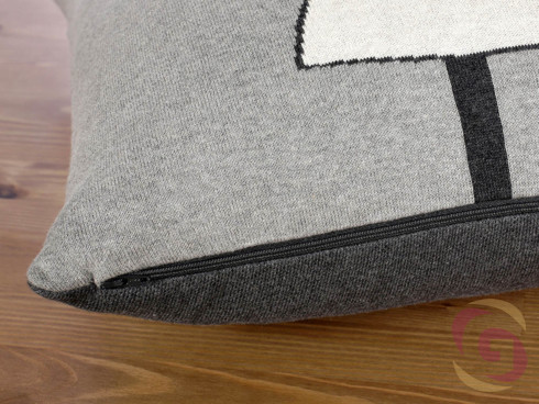 Luxusní pletený povlak na polštář vzor kočka v sukni