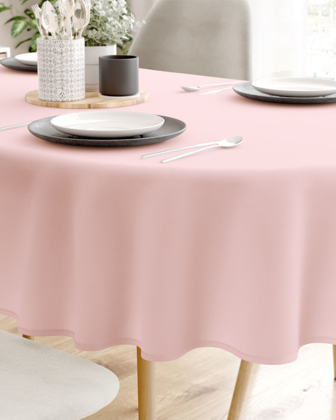 Oválný ubrus 100% bavlněné plátno - pudrově růžový