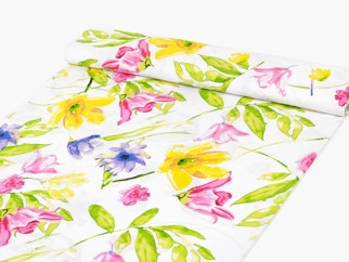 Bavlněné plátno Simona - akvarelové květy - metráž š. 220 cm