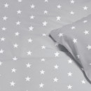 Dětské bavlněné povlečení - bílé hvězdičky na světle šedém
