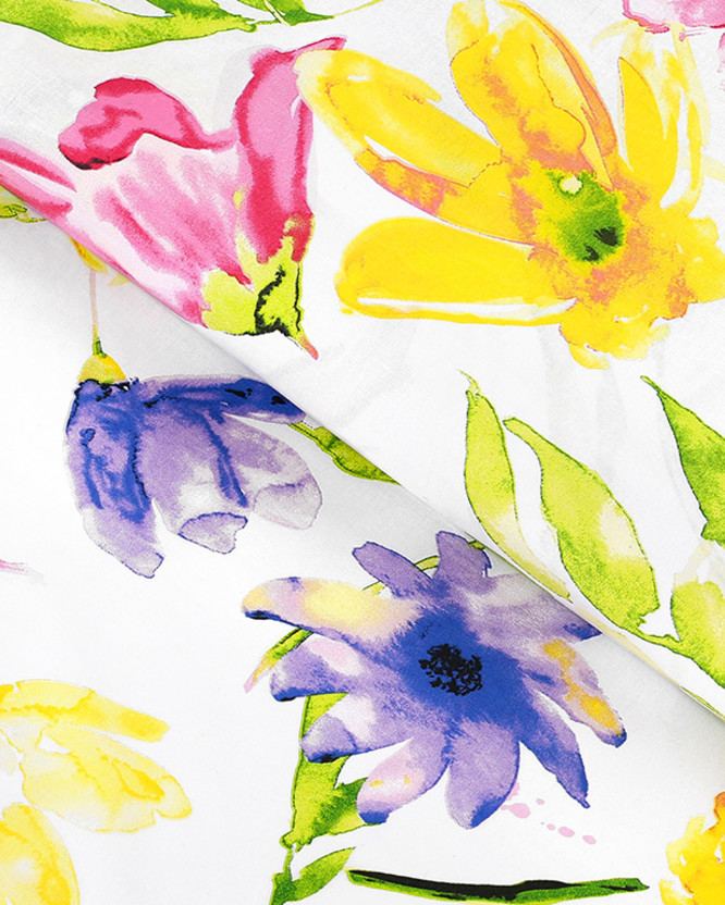Bavlněné plátno - akvarelové květy