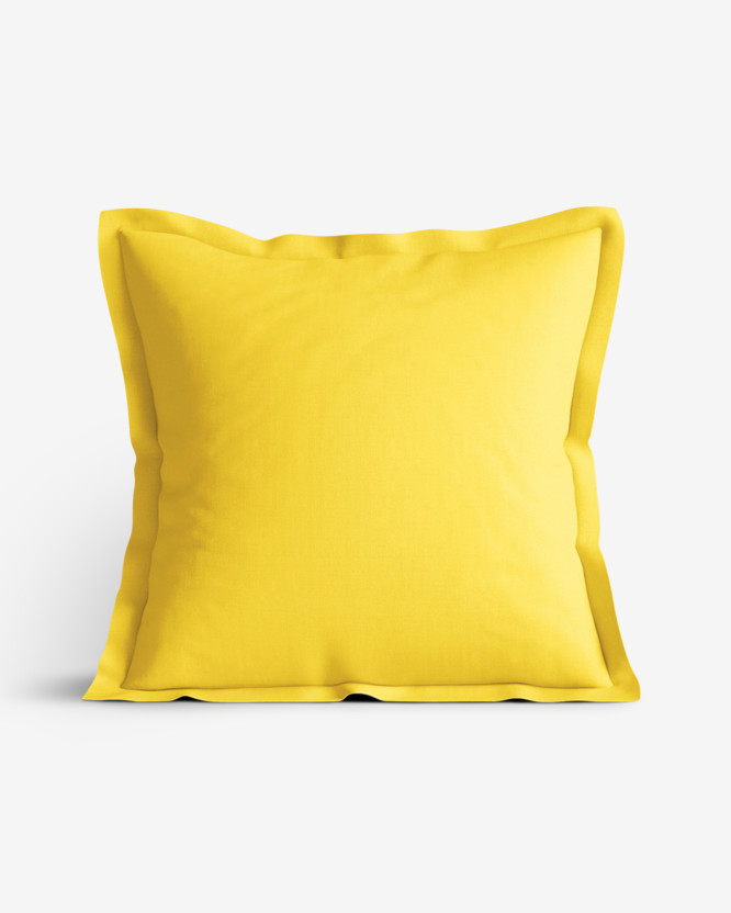 Velikonoční bavlněný povlak na polštář s ozdobným lemem - žlutý