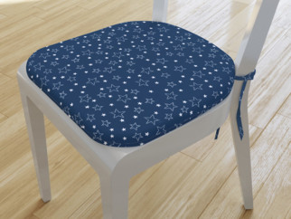 Oblý podsedák 100% bavlněné plátno 39x37 cm - bílé hvězdičky na modrém