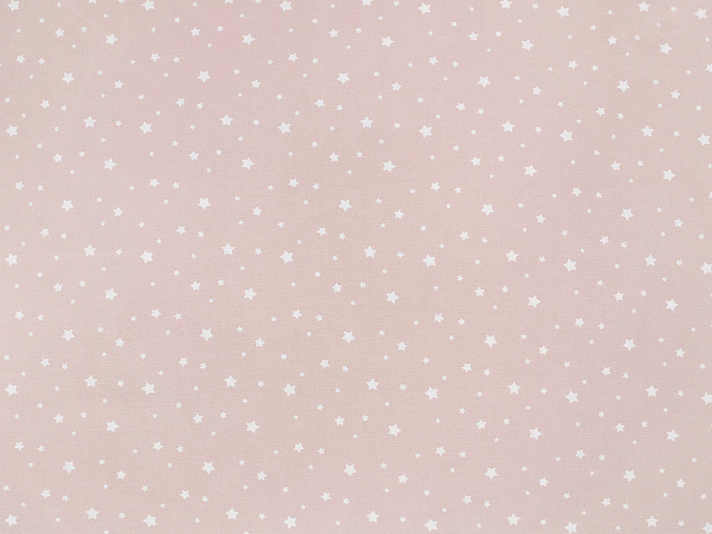 Bavlněné plátno - bílé hvězdičky na starorůžovém