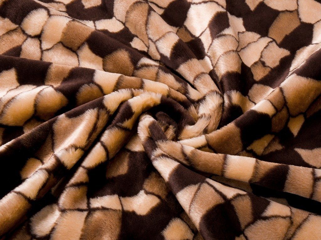 Plyš - Edelcolor 2 tmavá hnědobéžová mozaika