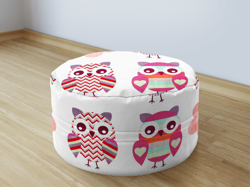 Dětský bavlněný sedací bobek 50x20cm - růžové sovičky