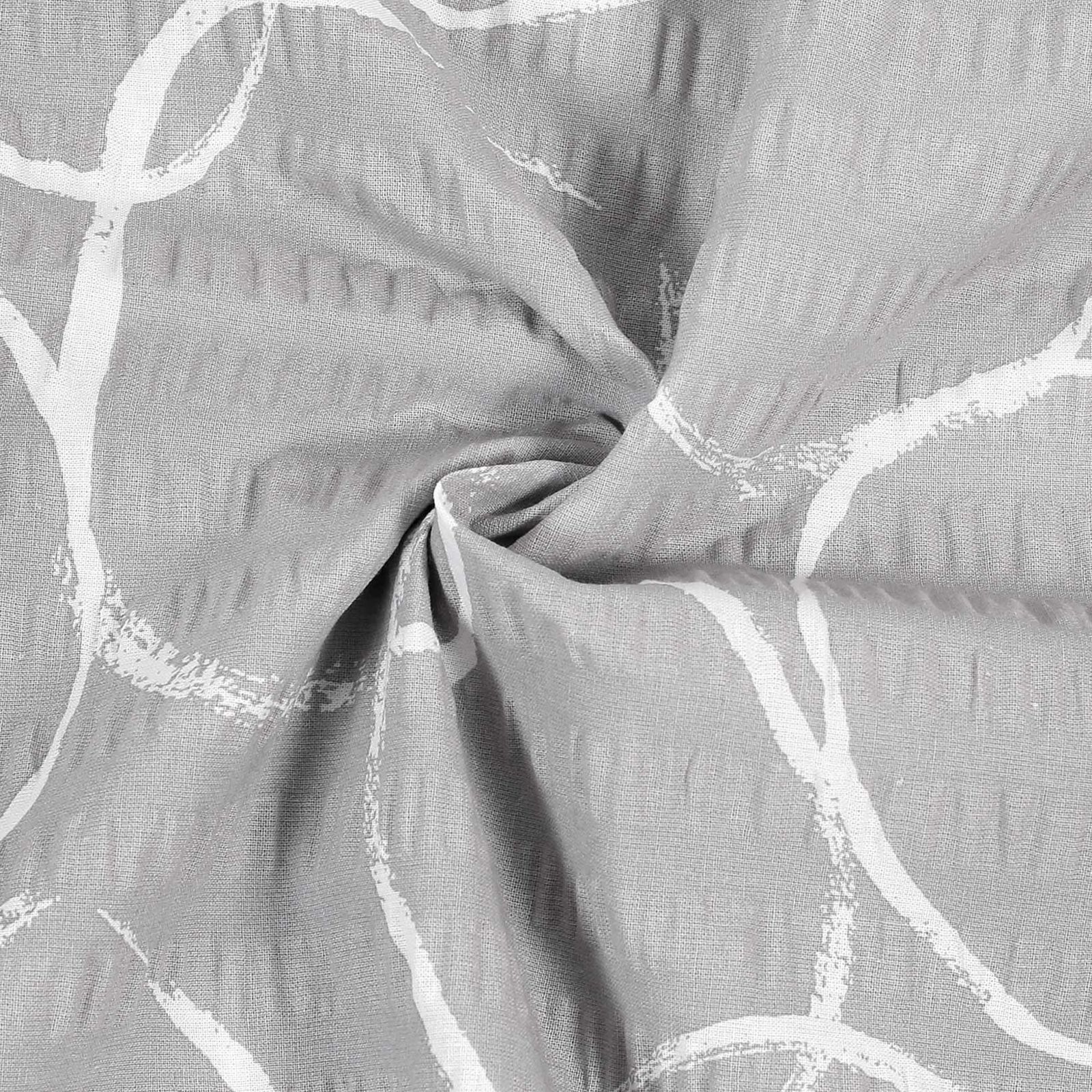 Bavlněný krep - abstraktní obrysy na šedém