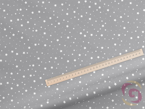 Bavlněné plátno SIMONA - vánoční vzor 513 drobné bílé hvězdičky na šedém