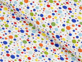 Bavlněný krep - vzor 386 barevné puntíky - metráž š. 145 cm