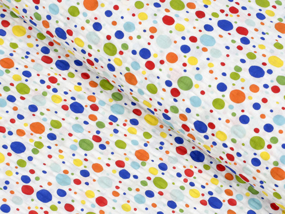 Bavlněný krep - barevné puntíky - metráž š. 145 cm