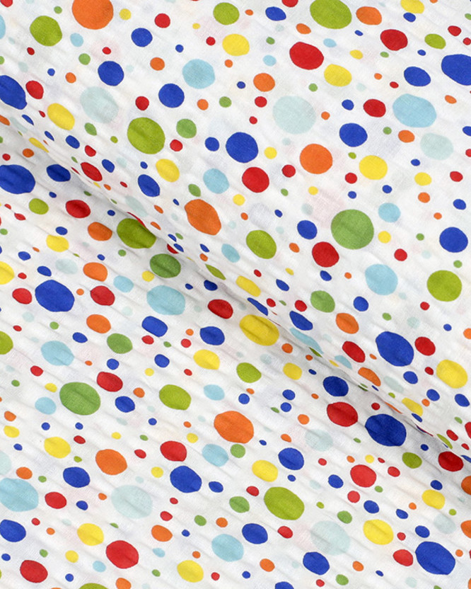 Bavlněný krep - barevné puntíky