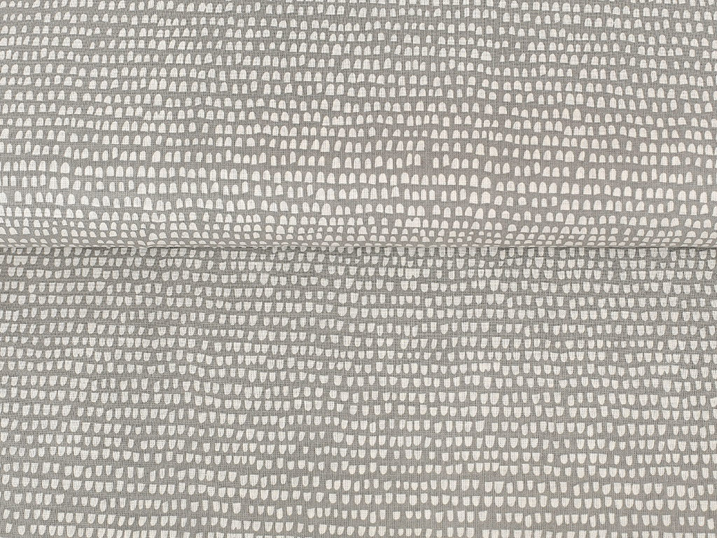 Bavlněné plátno - drobné tvary na šedém