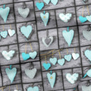 Bavlněné plátno SIMONA - tyrkysová srdce na tmavě šedém - metráž š. 160 cm