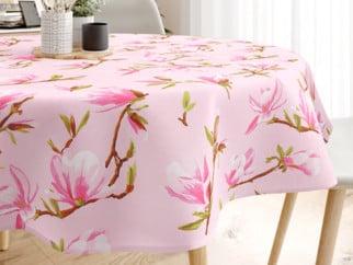Kulatý ubrus 100% bavlněné plátno - růžové magnolie