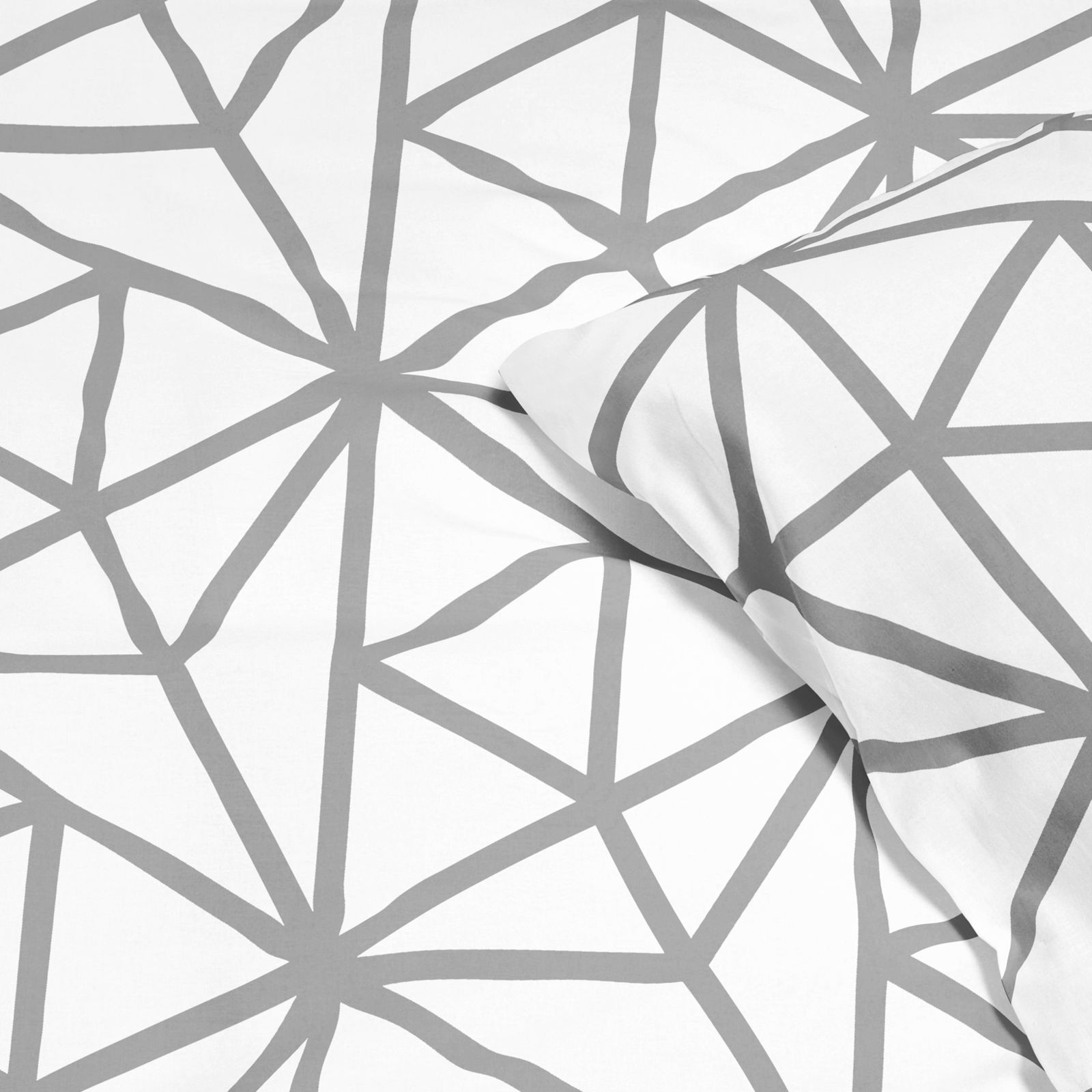 Bavlněné ložní povlečení - šedé geometrické tvary na bílém
