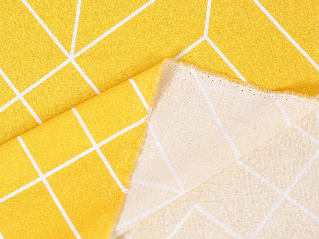 Bavlněné plátno - mozaika na žlutém
