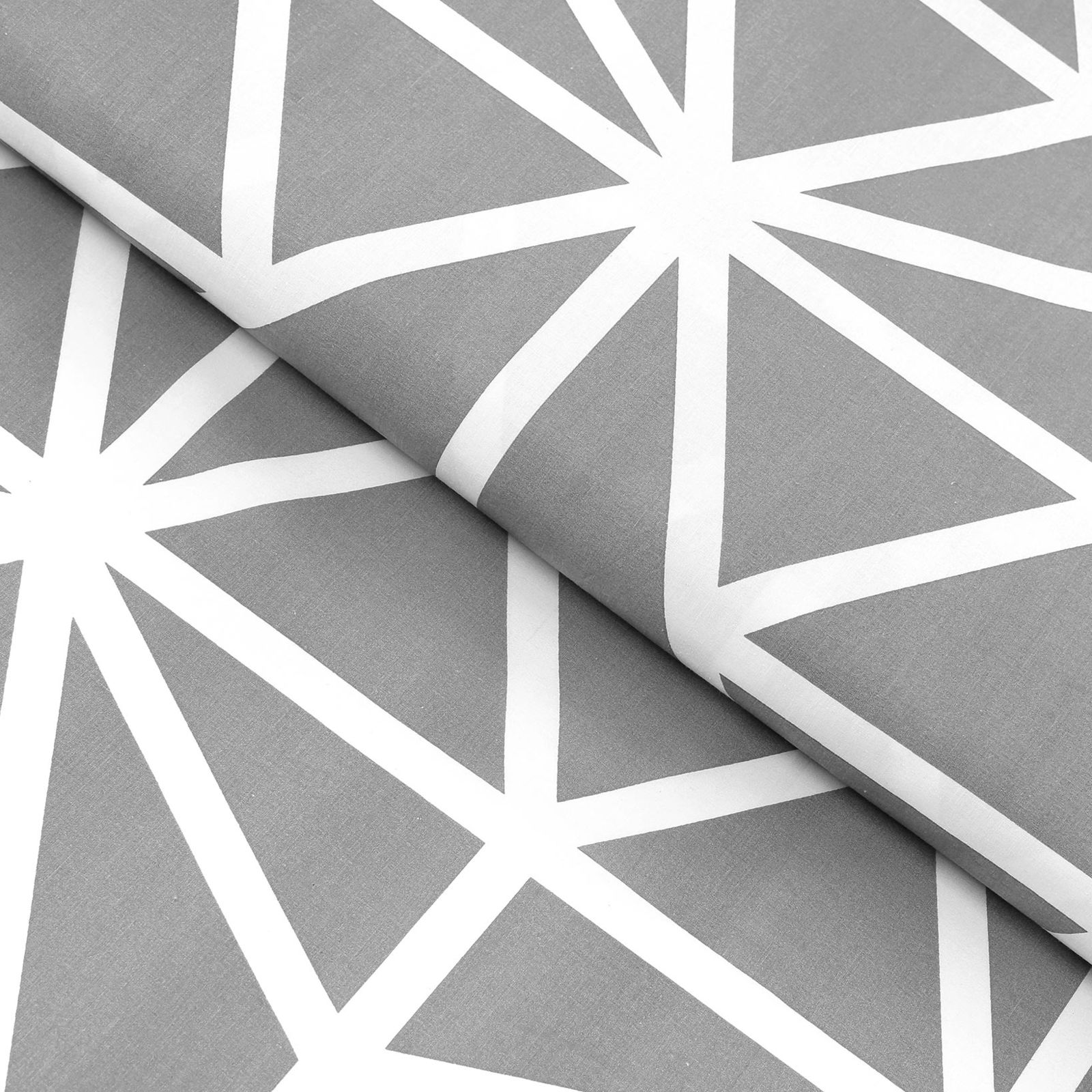 Bavlněné plátno - bílé geometrické tvary na šedém