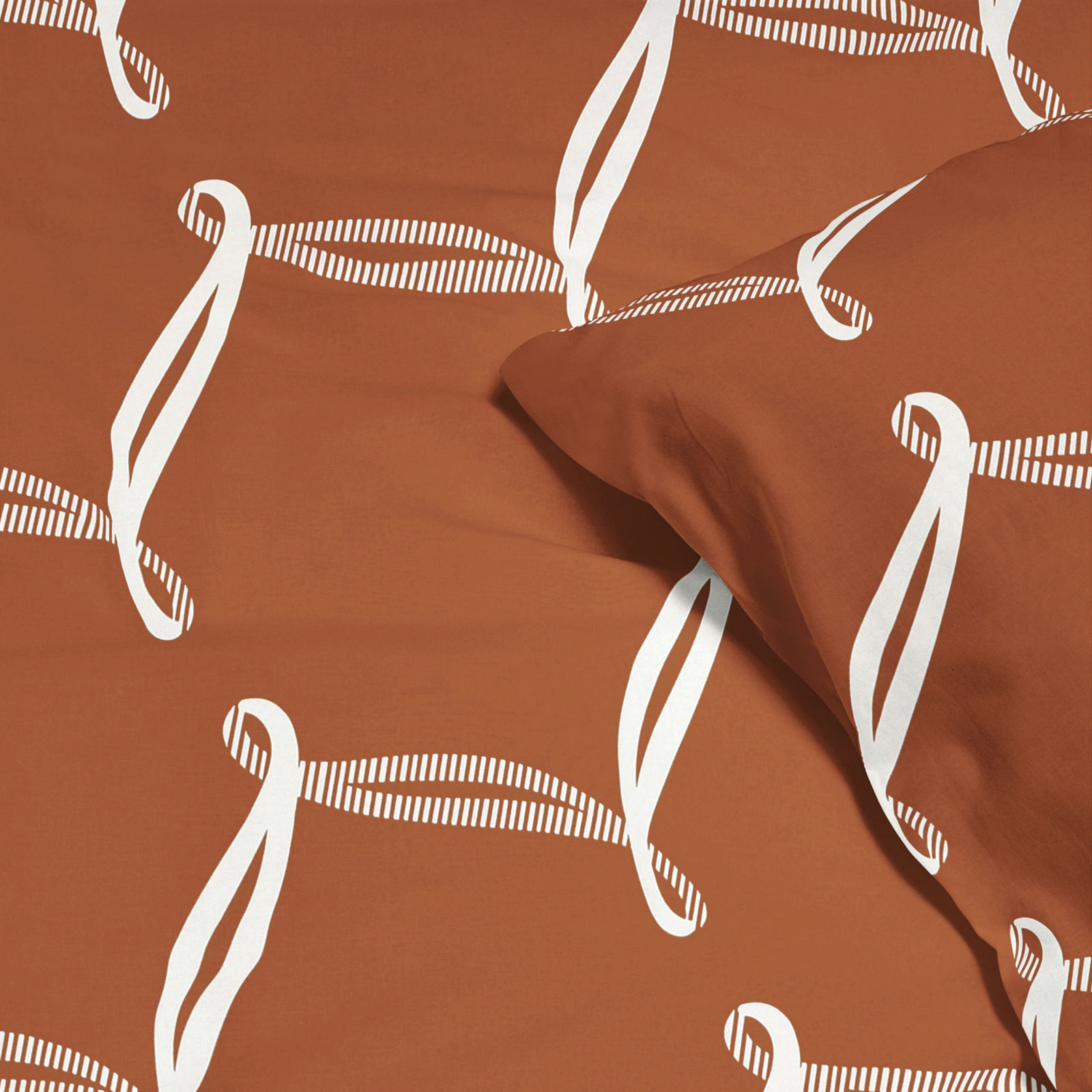 Bavlněné ložní povlečení Deluxe - designová lana na skořicovém