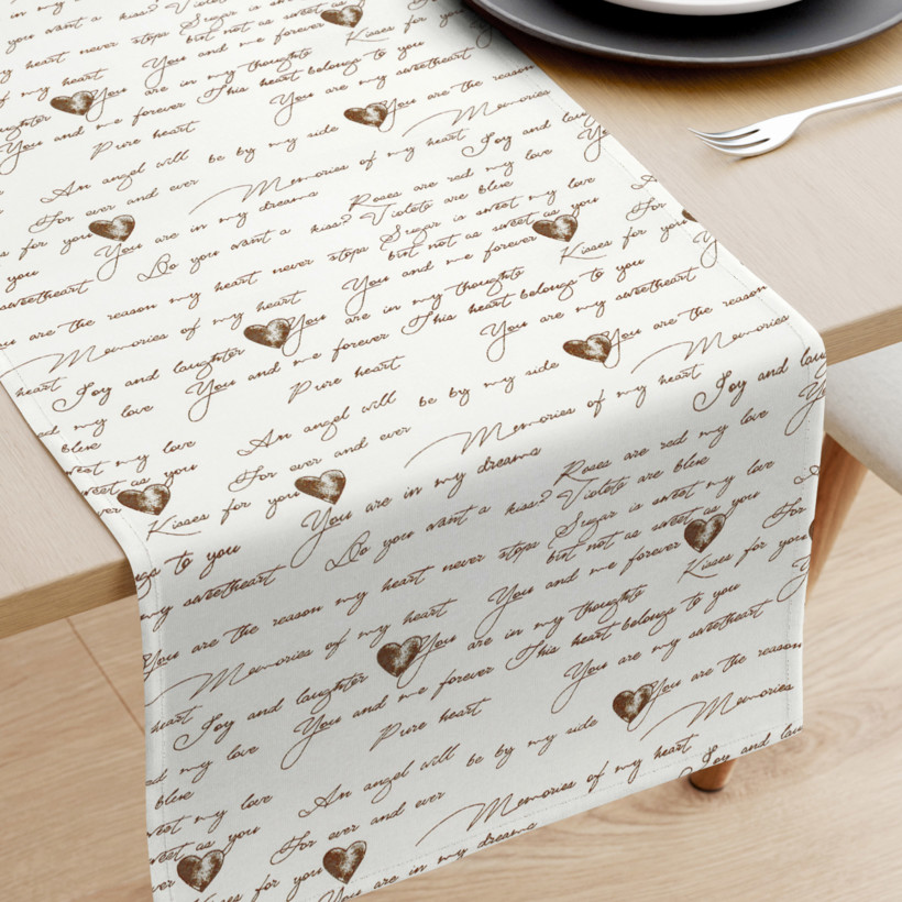 Běhoun na stůl 100% bavlněné plátno - zamilované texty