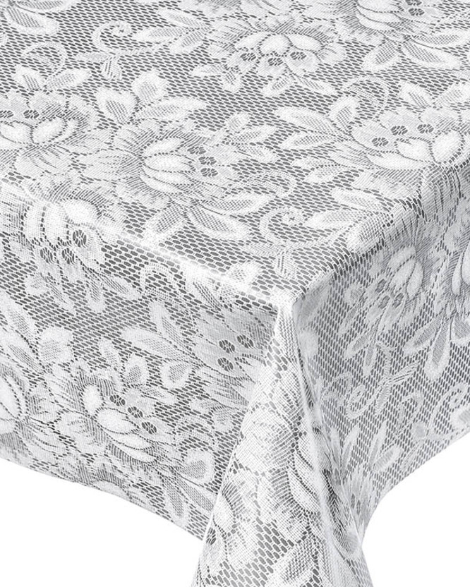 PVC ubrusovina s textilním podkladem - květy na tmavě šedém