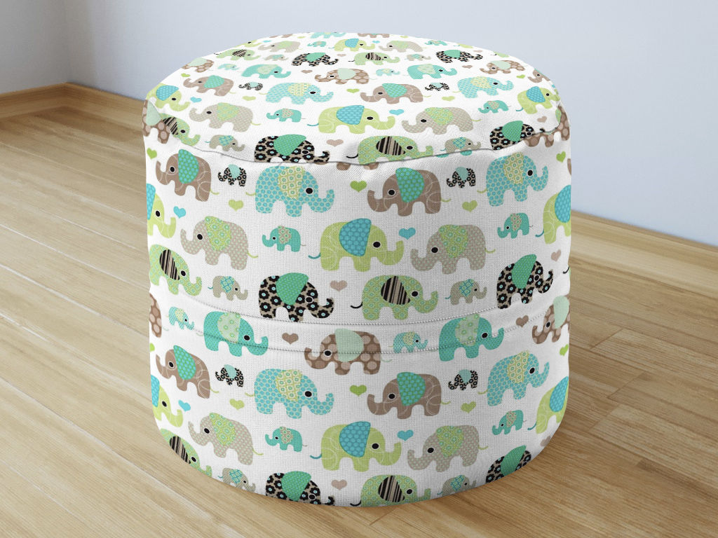 Dětský bavlněný sedací bobek 50x40 cm - zelenomodří sloni