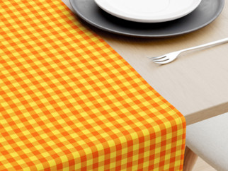 Běhoun na stůl 100% bavlna - malé oranžovo-žluté kostičky
